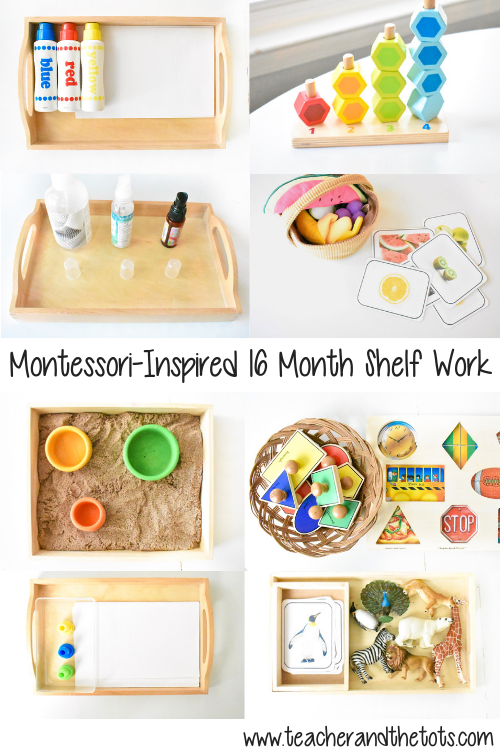 16 months Montessori-inspired shelf activity