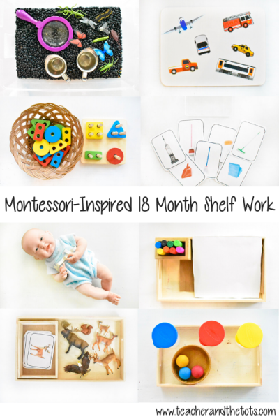 Montessori inspired shelf activities at 18 months