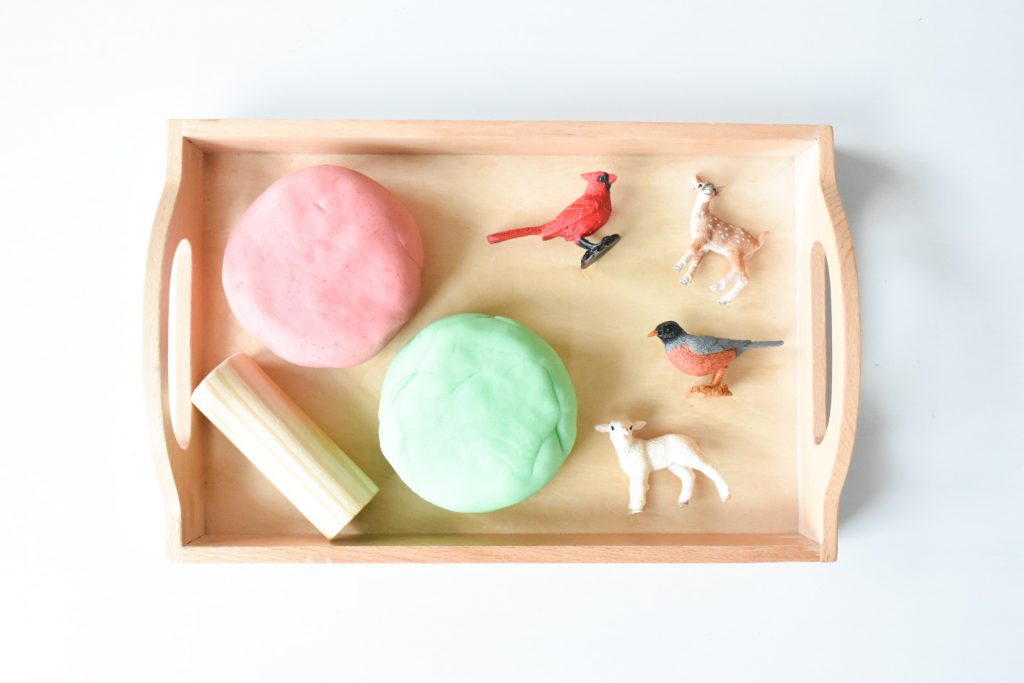 Montessori inspired play dough and animal tracks