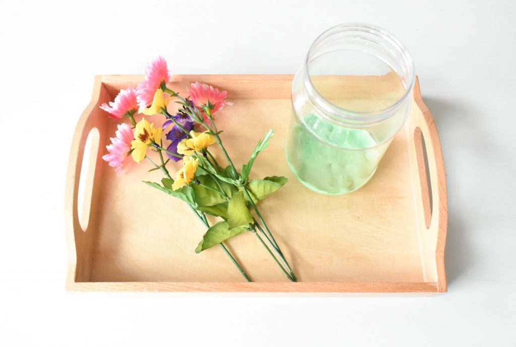 Montessori inspired spring flower arranging